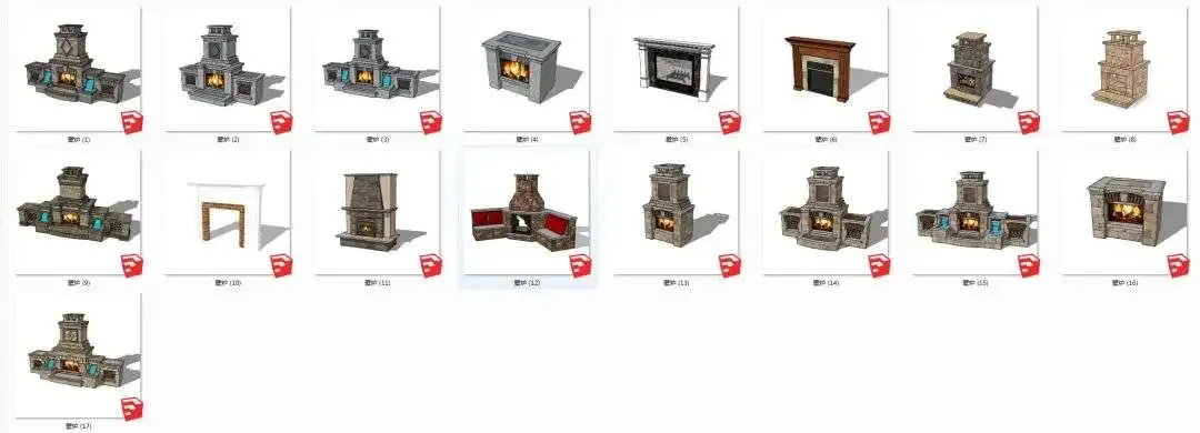 5.5G，1338个家具模型隔断、壁炉、茶几、桌子、凳子  沙发、床、柜子、中式家具-18