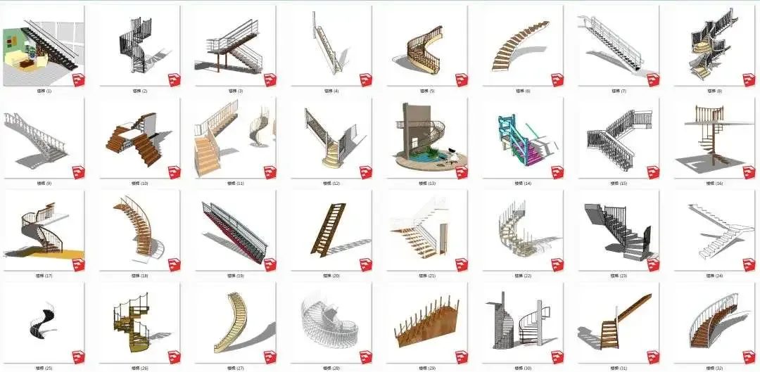 室内软装模型，1023个SU单体涵盖抱枕、装饰画、装饰品、窗户、窗帘、 地毯、楼梯、门等八大类-2